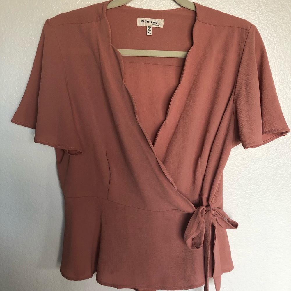 Peach pink dressy blouse